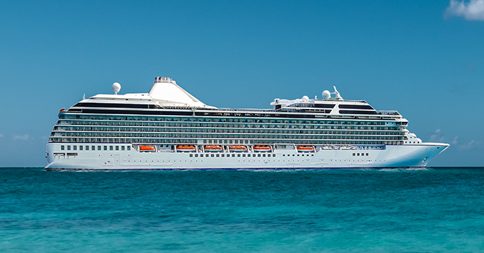 A cruise ship at port in Grand Cayman.